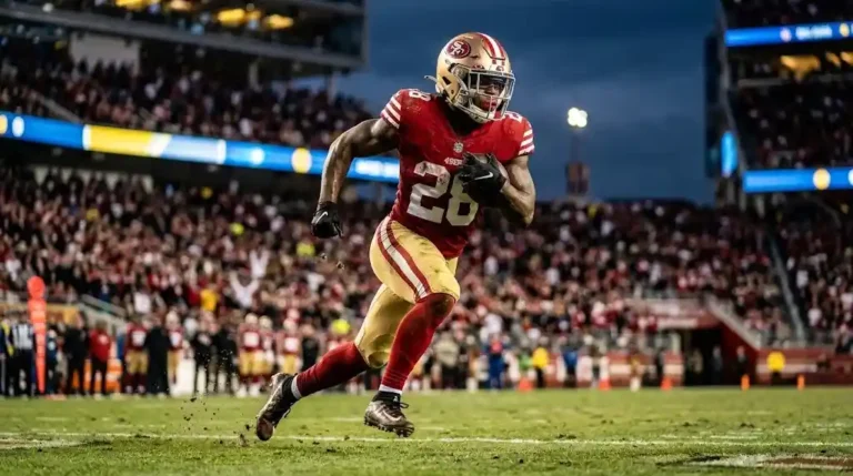 Christian McCaffrey running back in action for San Francisco 49ers during NFL game